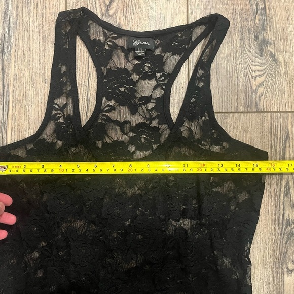 Y2K Black guess lace racer back tank top size large - Picture 6 of 7